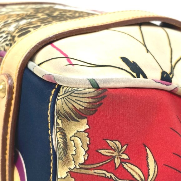 Salvatore Ferragamo Animal Print Tiger Handbag/Tote Bag Nylon Women's Multicolor